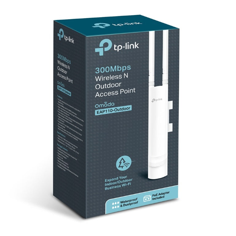 TP-Link EAP110 Outdoor 300Mbps Wireless N Outdoor Access Point 1xRJ45 Passive PoE 2*5dBi External Omni waterproof Antenna Pole/Wall Mounting,Omada TP-Link EAP110 Outdoor 300Mbps Wireless N Outdoor Access Point 1xRJ45 Passive PoE 2*5dBi External Omni waterproof Antenna Pole/Wall Mounting,Omada